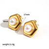 Wholesale Stud Earrings Geometric Round Pearl Titanium Steel 18 Goldplated Stainless Steel Highend Style
