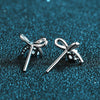 Wholesale Stud Earrings Moissanite Bow 925 Sterling Silver Plated Pt950 Gold Fourclaw Light Luxury Style