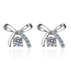 Wholesale Stud Earrings Moissanite Bow 925 Sterling Silver Plated Pt950 Gold Fourclaw Light Luxury Style