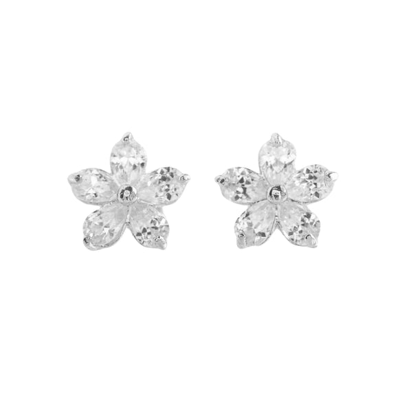 Wholesale Stud Earrings S925 Silver Needle With Inlaid Zircon Flower Design For Women