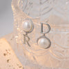 Wholesale Stud Earrings S925 Silver With Natural Freshwater Pearl Pendant Handmade Letter Geometric Niche Style
