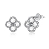 Wholesale Stud Earrings S925 Sterling Silver Geometric Light Luxury Electroplating Inlaid With Fritillary And Highgrade Zircon
