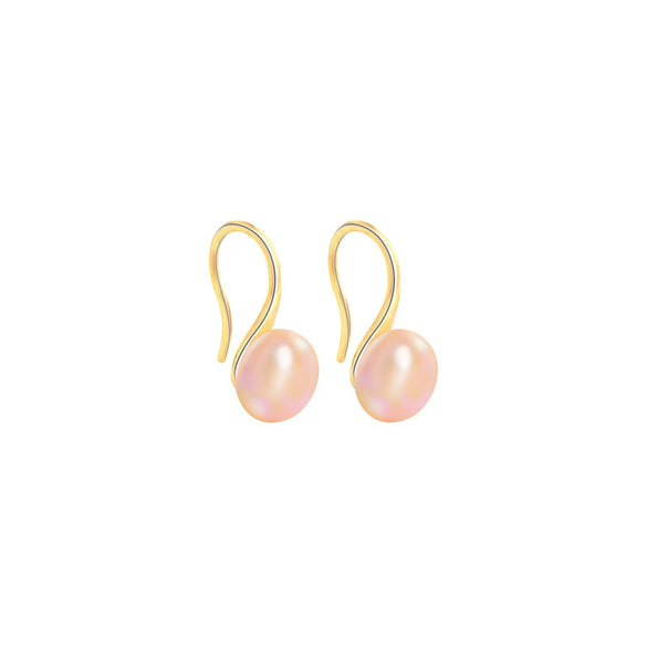 Wholesale Stud Earrings S925 Sterling Silver Natural Freshwater Pearl Geometric Copper Electroplating Women's Ear Jewelry