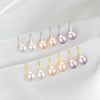 Wholesale Stud Earrings S925 Sterling Silver Natural Freshwater Pearl Geometric Copper Electroplating Women's Ear Jewelry