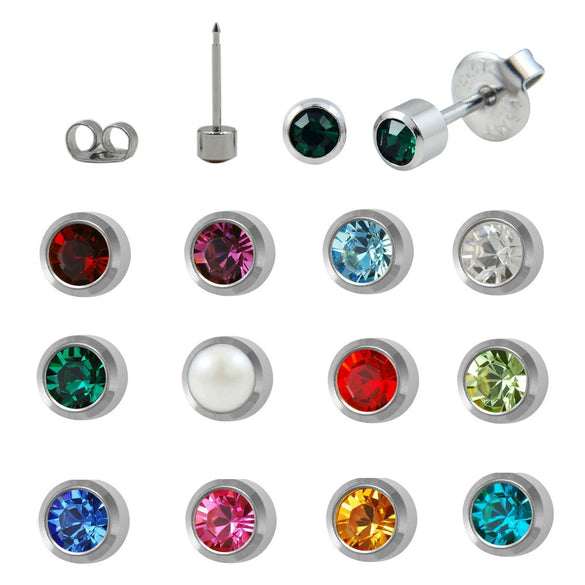 Wholesale Stud Earrings 304 Stainless Steel Geometric Czech Diamond 24K Real Gold Plated Nickelfree Ethylene Oxide Disinfected Unisex
