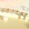 Wholesale Stud Earrings Stainless Steel Geometric Real Gold Electroplated Zirconia Light Luxury Style