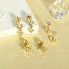 Wholesale Stud Earrings Stainless Steel Geometric Real Gold Electroplated Zirconia Light Luxury Style