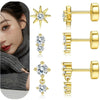 Wholesale Stud Earrings Stainless Steel Geometric Real Gold Electroplated Zirconia Light Luxury Style