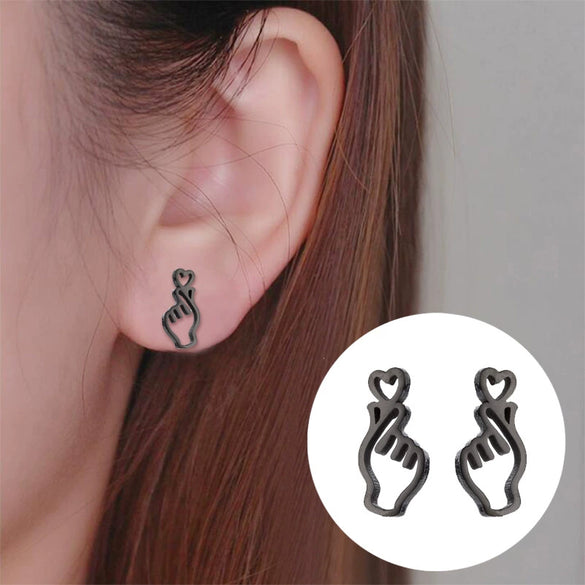 Wholesale Stud Earrings Stainless Steel Hollow Heart Shape Electroplated For Women