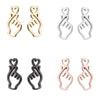 Wholesale Stud Earrings Stainless Steel Hollow Heart Shape Electroplated For Women