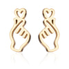 Wholesale Stud Earrings Stainless Steel Hollow Heart Shape Electroplated For Women