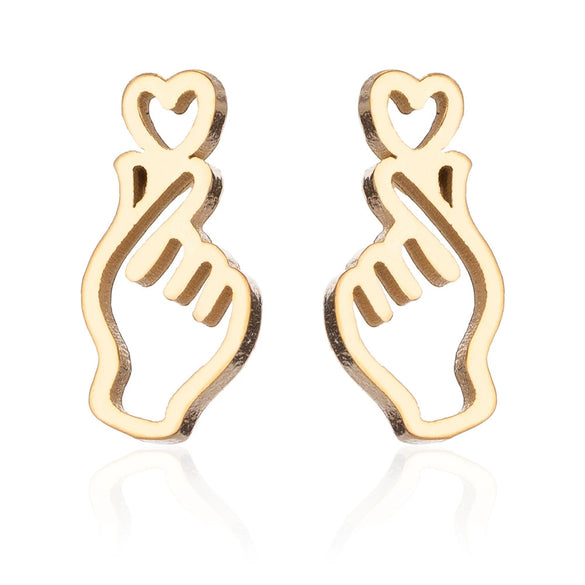 Wholesale Stud Earrings Stainless Steel Hollow Heart Shape Electroplated For Women
