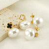 Wholesale Stud Earrings Stainless Steel Imitation Pearl Geometric Baroque Electroplated For Women
