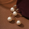 Wholesale Stud Earrings Stainless Steel Pearl French Retro Light Luxury Electroplated For Women