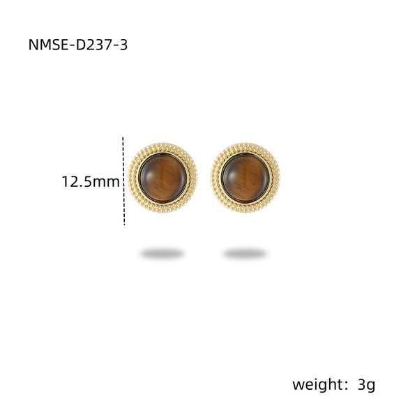 Wholesale Stud Earrings Stainless Steel Tiger Eye Stone Geometric Fashion Electroplating For Women