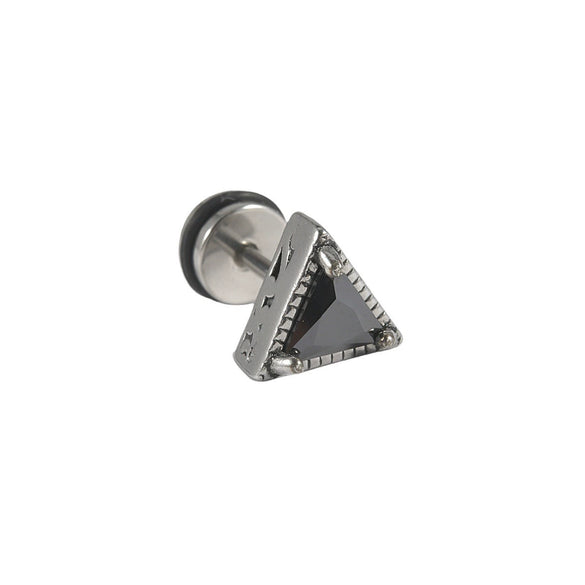 Wholesale Stud Earrings Stainless Steel Zircon Clawshaped Geometric Hip Hop Style Electroplated
