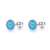 Wholesale Stud Earrings 925 Sterling Silver Epoxy Heart Shape Cute Women's Fashionable