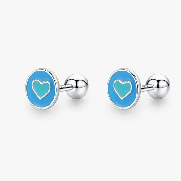 Wholesale Stud Earrings 925 Sterling Silver Epoxy Heart Shape Cute Women's Fashionable