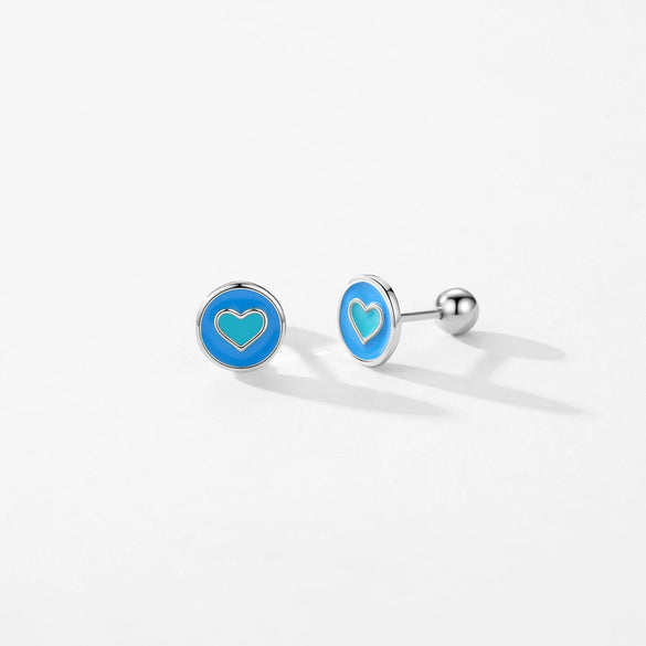 Wholesale Stud Earrings 925 Sterling Silver Epoxy Heart Shape Cute Women's Fashionable