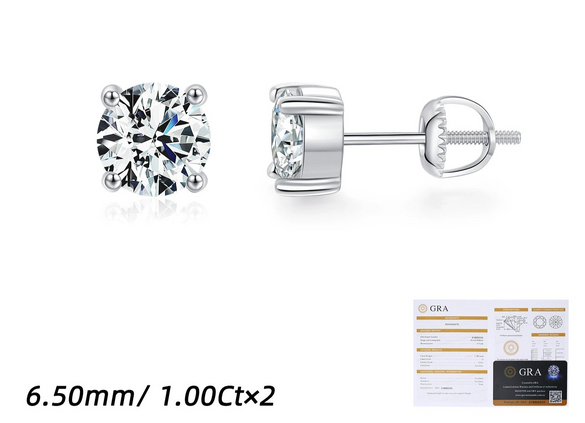 Wholesale Stud Earrings 925 Sterling Silver Geometric Gem Inlaid Women's Light Luxury