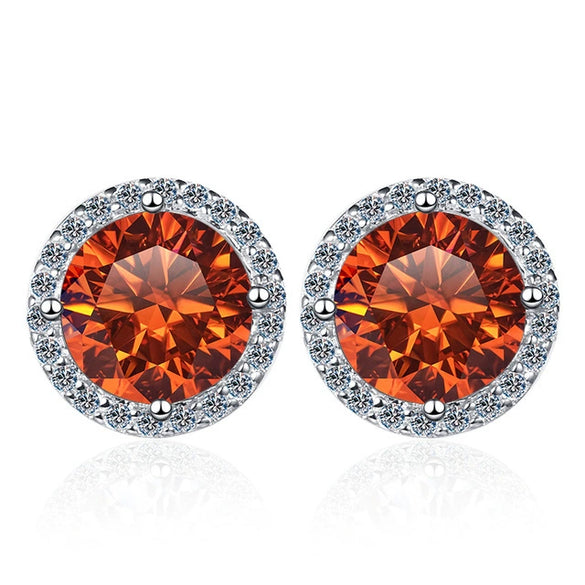 Wholesale Stud Earrings 925 Sterling Silver Round Moissanite Fourclaw Setting Simple Style