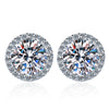 Wholesale Stud Earrings 925 Sterling Silver Round Moissanite Fourclaw Setting Simple Style