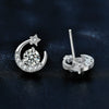 Wholesale Stud Earrings 925 Sterling Silver Star Moon Shape Micropaved Light Luxury Style
