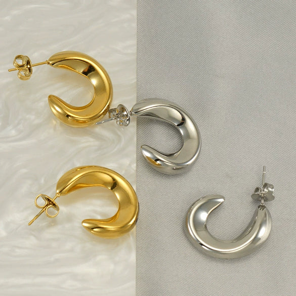 Wholesale Stud Earrings Titanium Steel 18K U Shaped Electroplated For Women