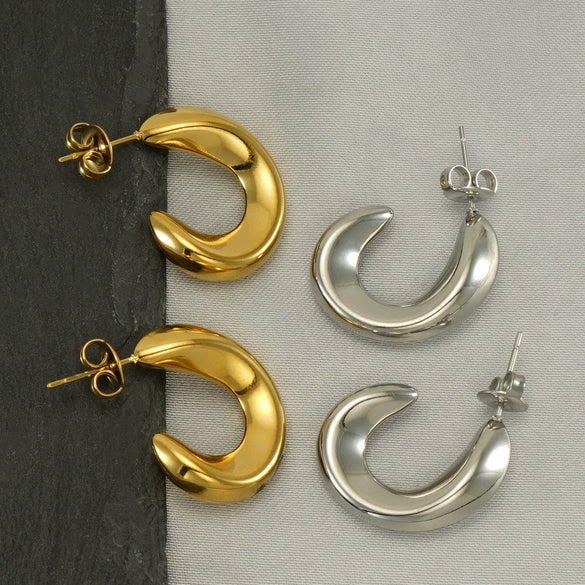 Wholesale Stud Earrings Titanium Steel 18K U Shaped Electroplated For Women
