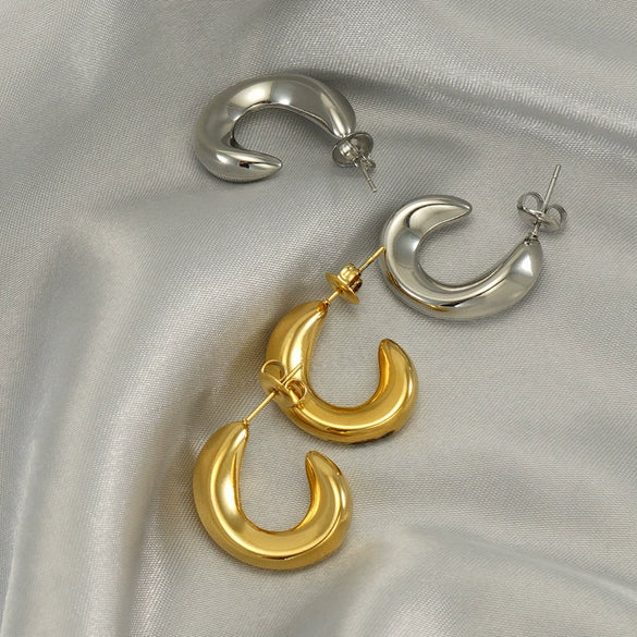 Wholesale Stud Earrings Titanium Steel 18K U Shaped Electroplated For Women