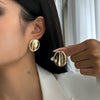 Wholesale Stud Earrings Zinc Alloy Geometric Irregular Fold Corrugated Smooth Petal Bow Style With Stainless Steel Ear Needles And Electroplating
