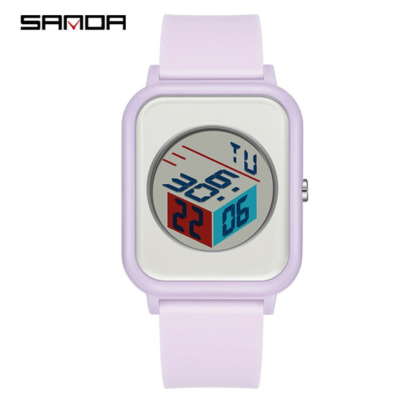 Wholesale Student Electronic Watch With Square Dial Acrylic Mirror Tpu Strap And Abs Case