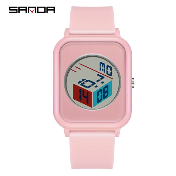Wholesale Student Electronic Watch With Square Dial Acrylic Mirror Tpu Strap And Abs Case