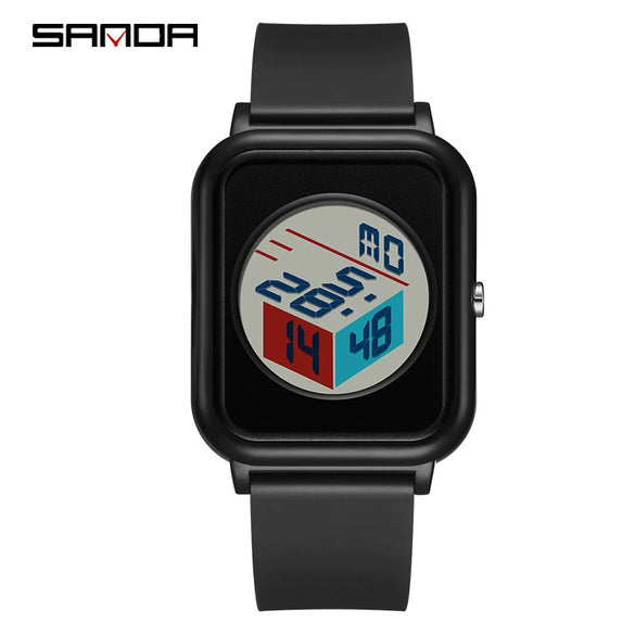 Wholesale Student Electronic Watch With Square Dial Acrylic Mirror Tpu Strap And Abs Case