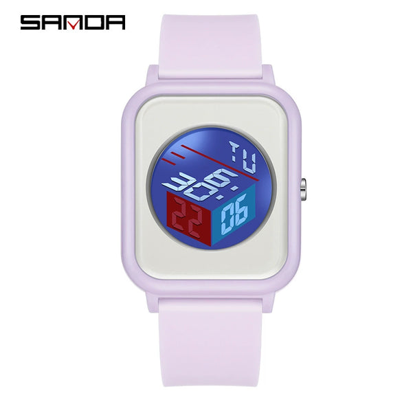 Wholesale Student Electronic Watch With Square Dial Acrylic Mirror Tpu Strap And Abs Case