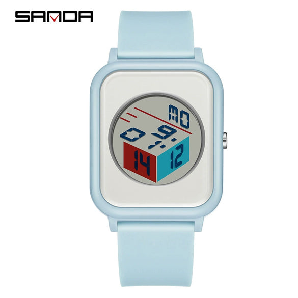 Wholesale Student Electronic Watch With Square Dial Acrylic Mirror Tpu Strap And Abs Case