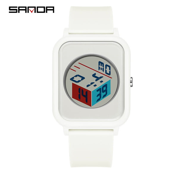 Wholesale Student Electronic Watch With Square Dial Acrylic Mirror Tpu Strap And Abs Case