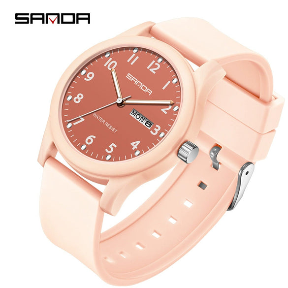 Wholesale Student Quartz Watch Candy Color Simple Cute Style Round Dial Stainless Steel Buckle Tpu Strap Abs Case Acrylic Mirror