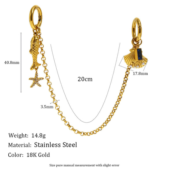 Wholesale Stylish Animal Patterned Doubleended Buckle Chain Pendant Accessories Electroplated 18K Gold Stainless Steel