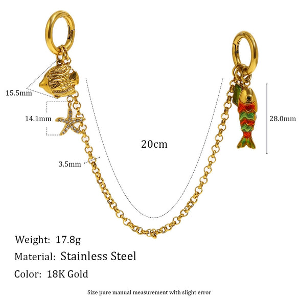 Wholesale Stylish Animal Patterned Doubleended Buckle Chain Pendant Accessories Electroplated 18K Gold Stainless Steel