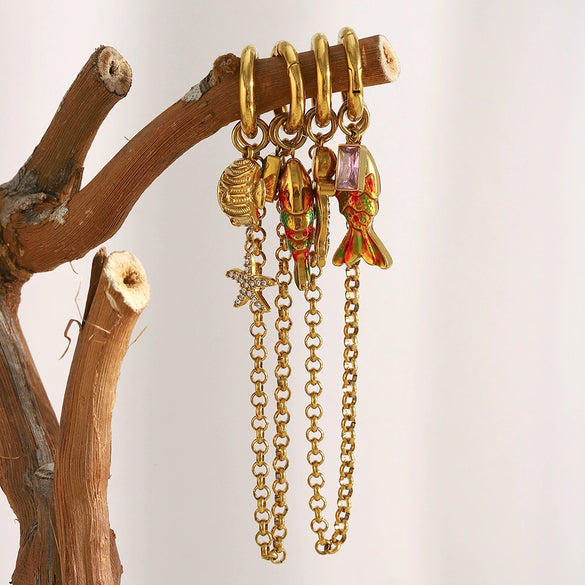 Wholesale Stylish Animal Patterned Doubleended Buckle Chain Pendant Accessories Electroplated 18K Gold Stainless Steel