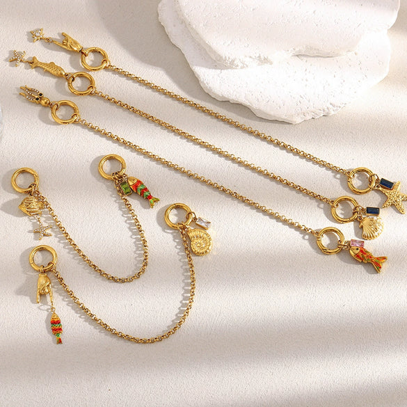 Wholesale Stylish Animal Patterned Doubleended Buckle Chain Pendant Accessories Electroplated 18K Gold Stainless Steel