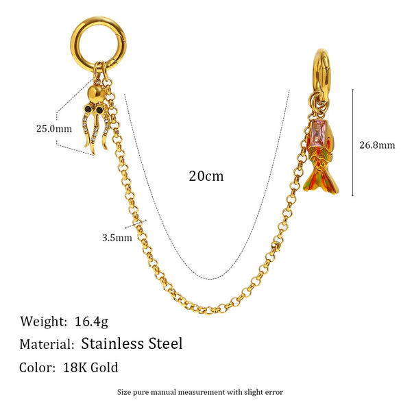 Wholesale Stylish Animal Patterned Doubleended Buckle Chain Pendant Accessories Electroplated 18K Gold Stainless Steel