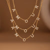 Wholesale Stylish English Letter Clavicle Necklace And Bracelet Set For Women Titanium Steel Electroplated 5A Zircon