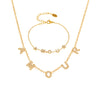 Wholesale Stylish English Letter Clavicle Necklace And Bracelet Set For Women Titanium Steel Electroplated 5A Zircon