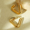 Wholesale Stylish Exaggerated Stainless Steel 18K Gold Geometric Triangle Cshaped Electroplated Women's Earrings