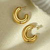 Wholesale Stylish Exaggerated Stainless Steel 18K Gold Geometric Triangle Cshaped Electroplated Women's Earrings