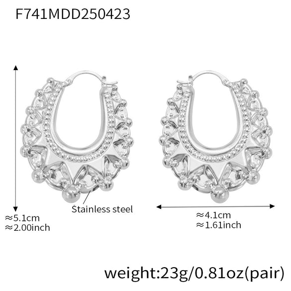 Wholesale Stylish Geometric 316L Stainless Steel Earrings With 18K Gold Ear Buckle And Electroplating For Girls