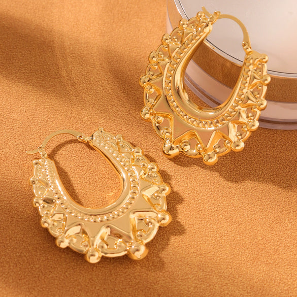 Wholesale Stylish Geometric 316L Stainless Steel Earrings With 18K Gold Ear Buckle And Electroplating For Girls
