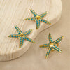 Wholesale Stylish Ocean Style Stainless Steel Colorful Oil Dripping Star Earrings And Titanium Steel Ring With Electroplating